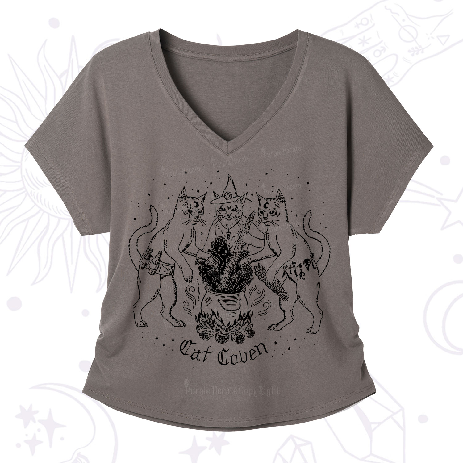 Purplehecate Cat Coven V-Neck T-Shirt