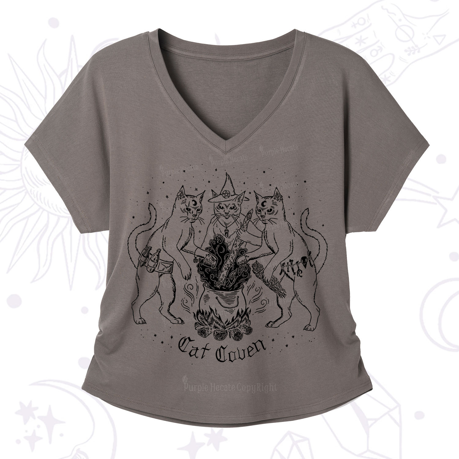 Purplehecate Cat Coven V-Neck T-Shirt