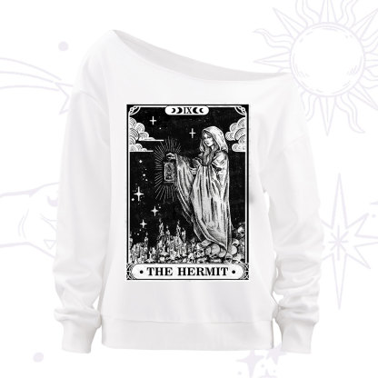 Purplehecate The Hermit Goddess Tarot Card Off The Shoulder Sweatshirt
