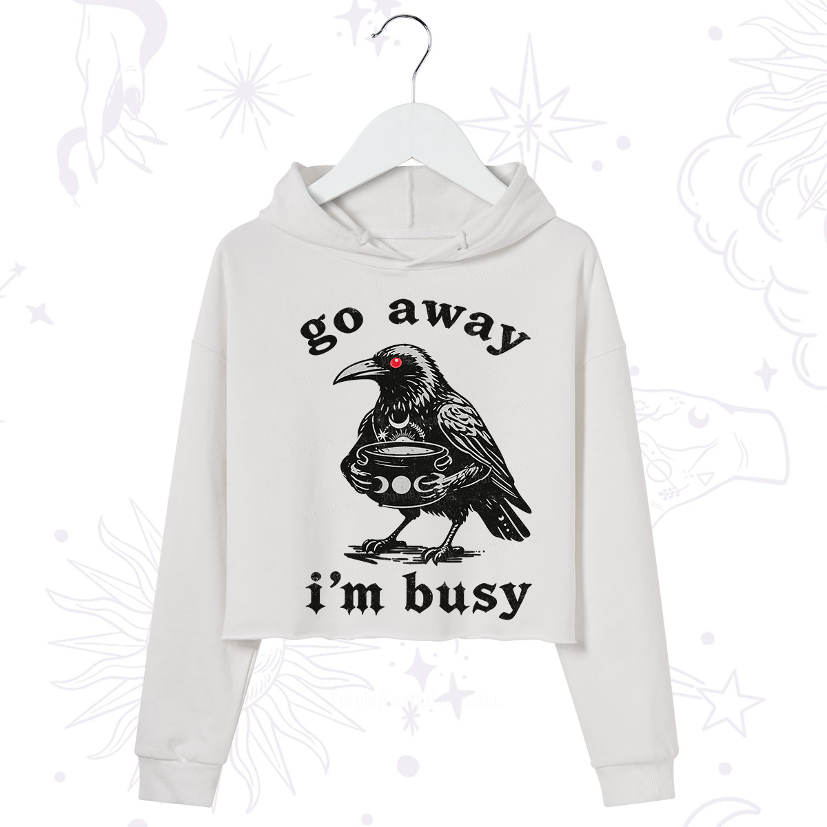 Purplehecate Go Away I'm Busy Crop Hoodie
