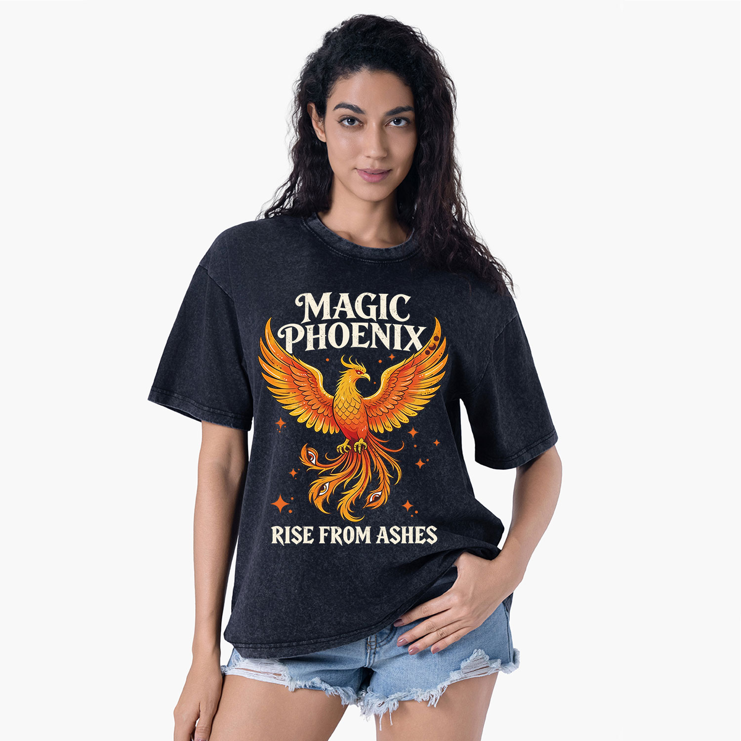 Purplehecate Magic Phoenix Rise From Ashes Washed T-Shirt