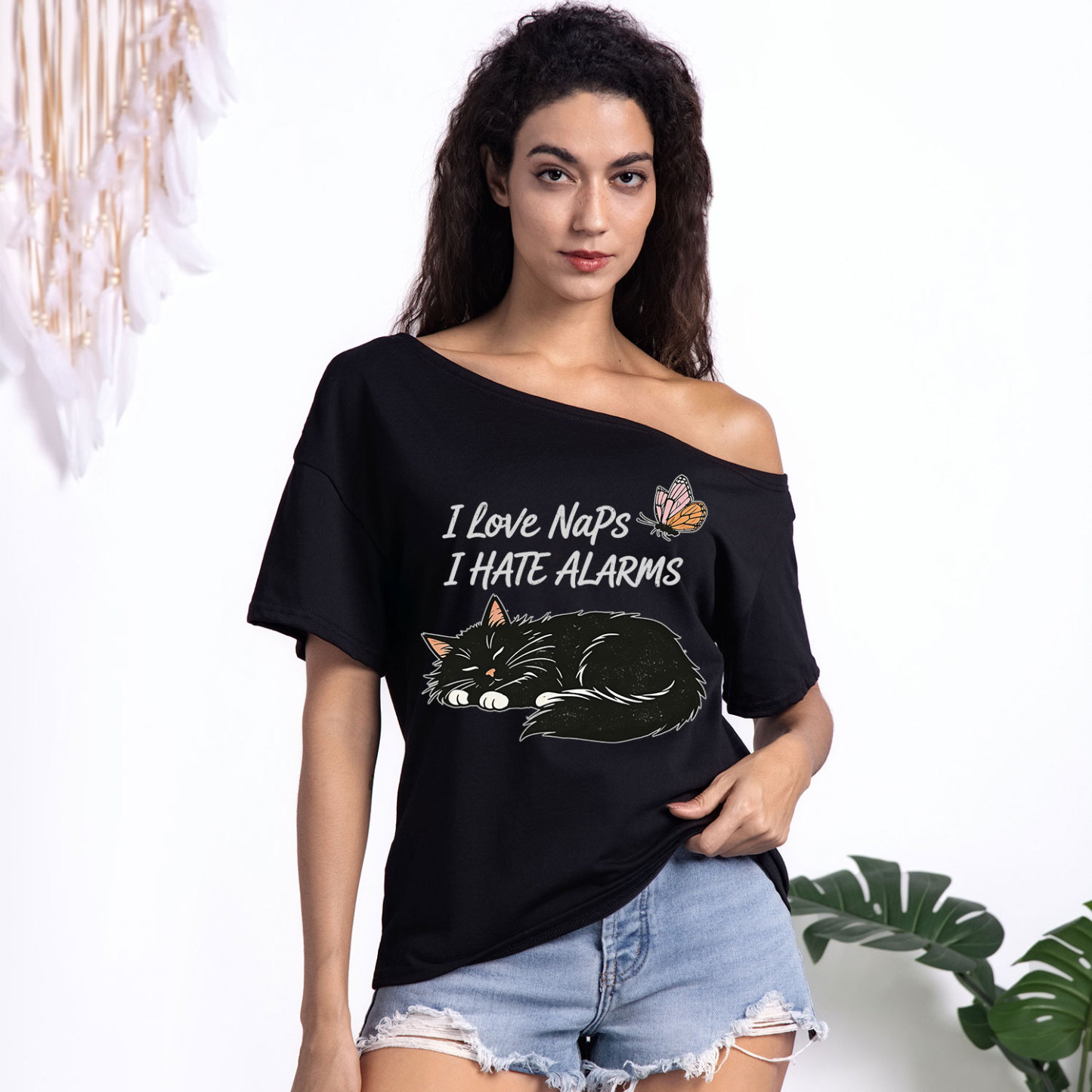 Purplehecate I Love Naps I Hate Alarms One Shoulder T-Shirt