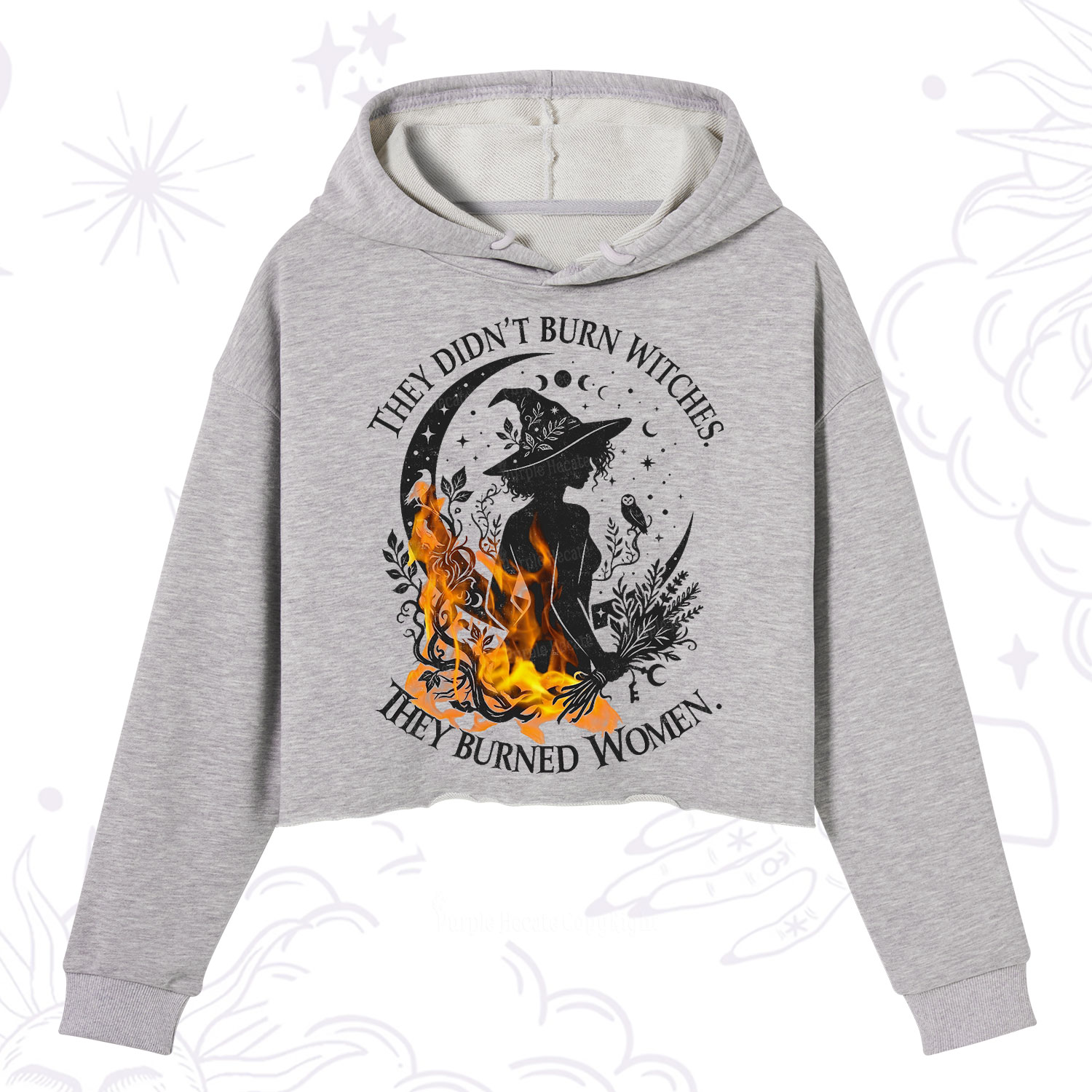 Purplehecate They Didn't Burn Witches Crop Hoodie