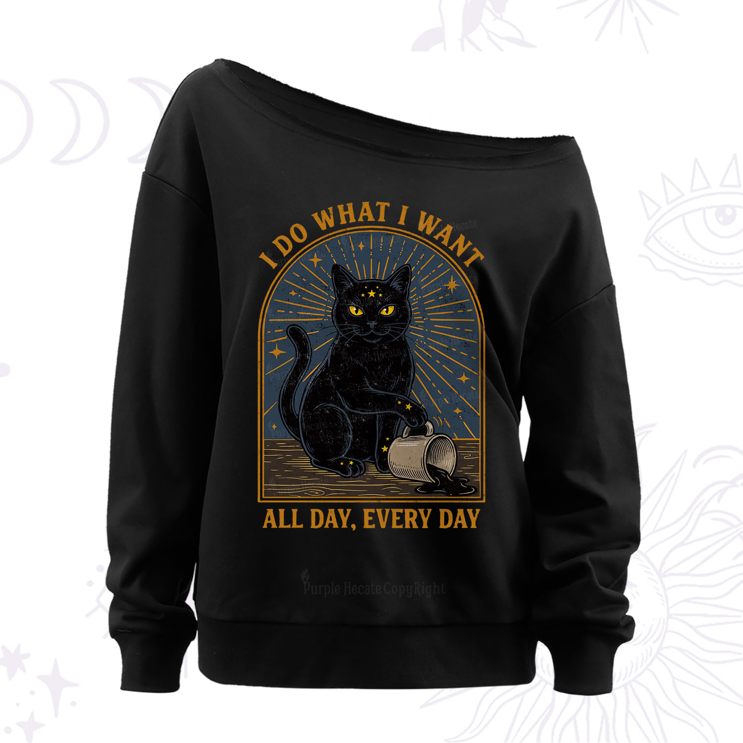 Purplehecate I Do What I What All Day Off The Shoulder Sweatshirt