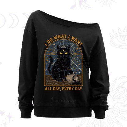 Purplehecate I Do What I What All Day Off The Shoulder Sweatshirt