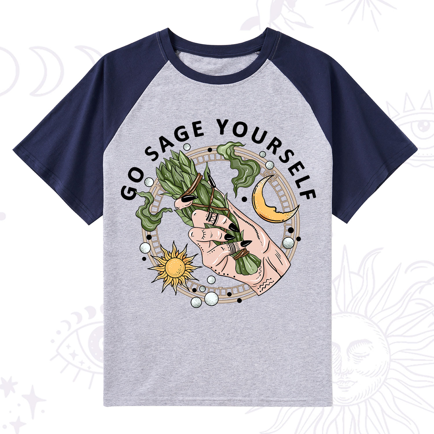 Purplehecate Go Sage Yourself Raglan Short Sleeve T‑Shirt