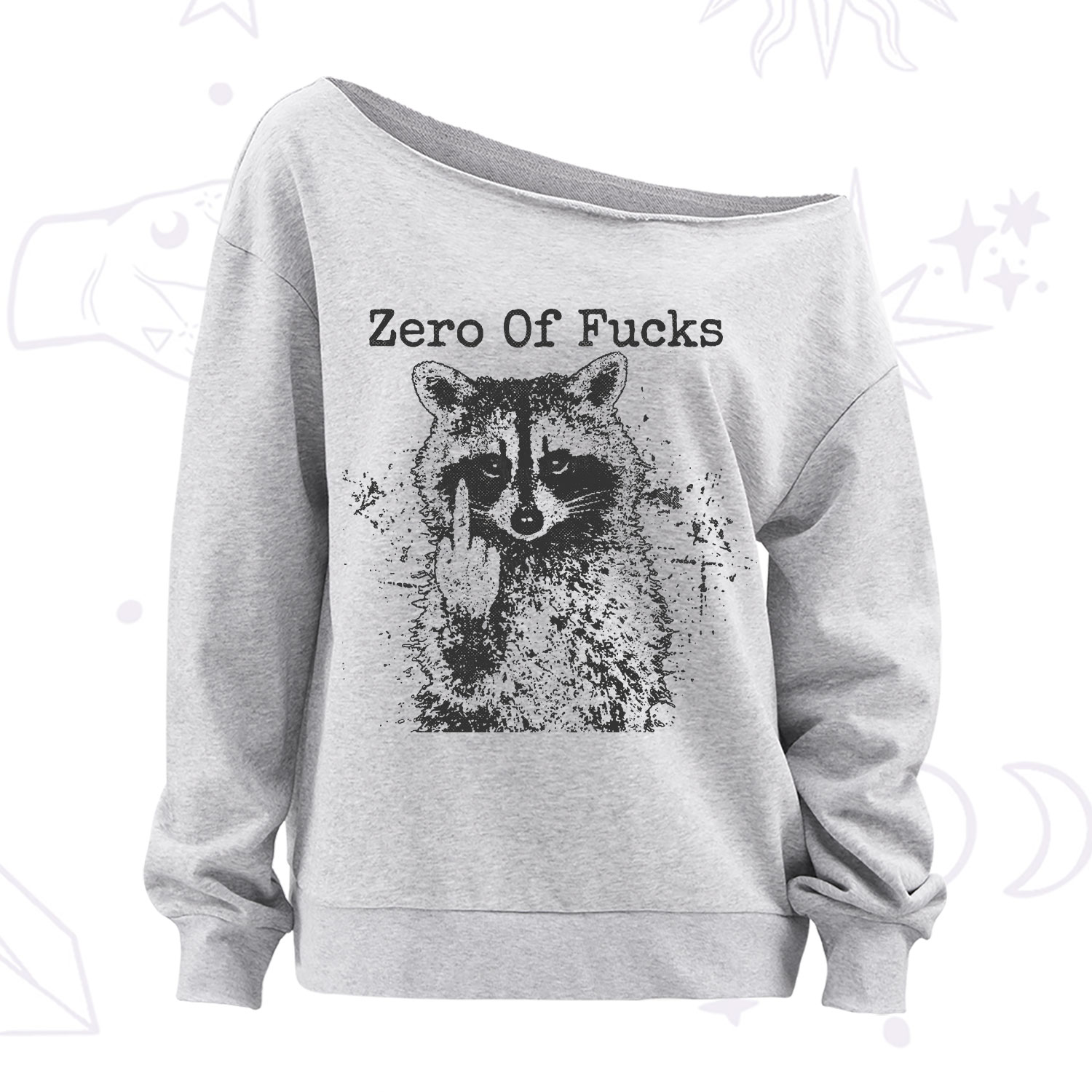 Purplehecate Zero Of Fucks Raccoon Off The Shoulder Sweatshirt