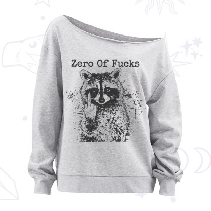 Purplehecate Zero Of Fucks Raccoon Off The Shoulder Sweatshirt