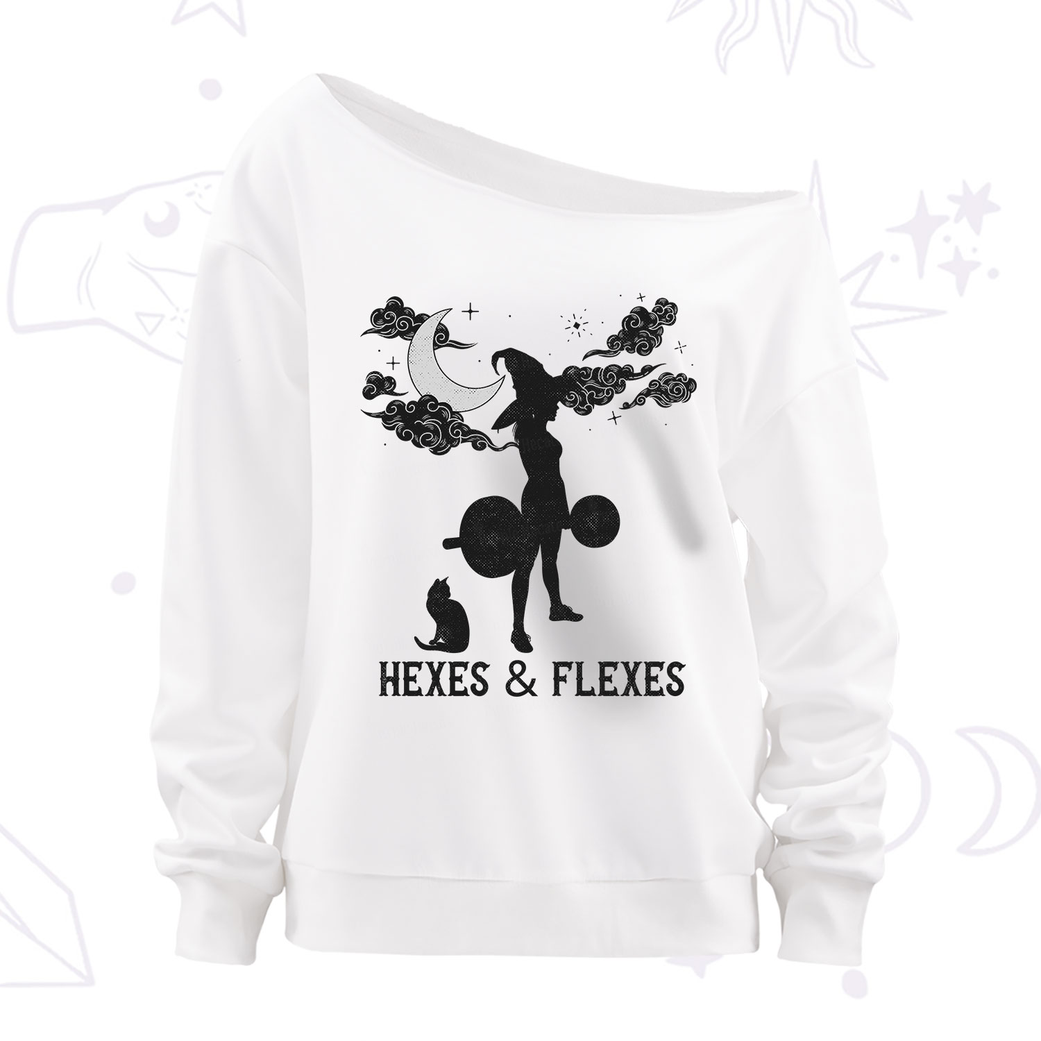 Purplehecate Witchy Workout Off The Shoulder Sweatshirt