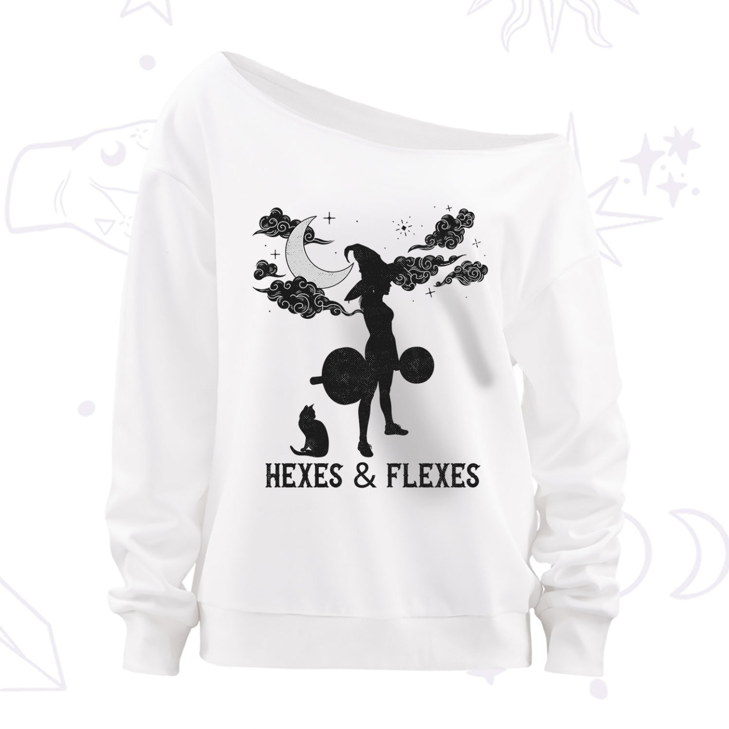 Purplehecate Witchy Workout Off The Shoulder Sweatshirt