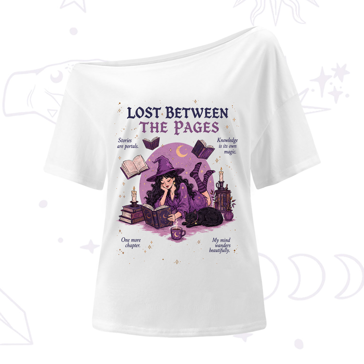Purplehecate Lost Between the Pages One Shoulder T-Shirt