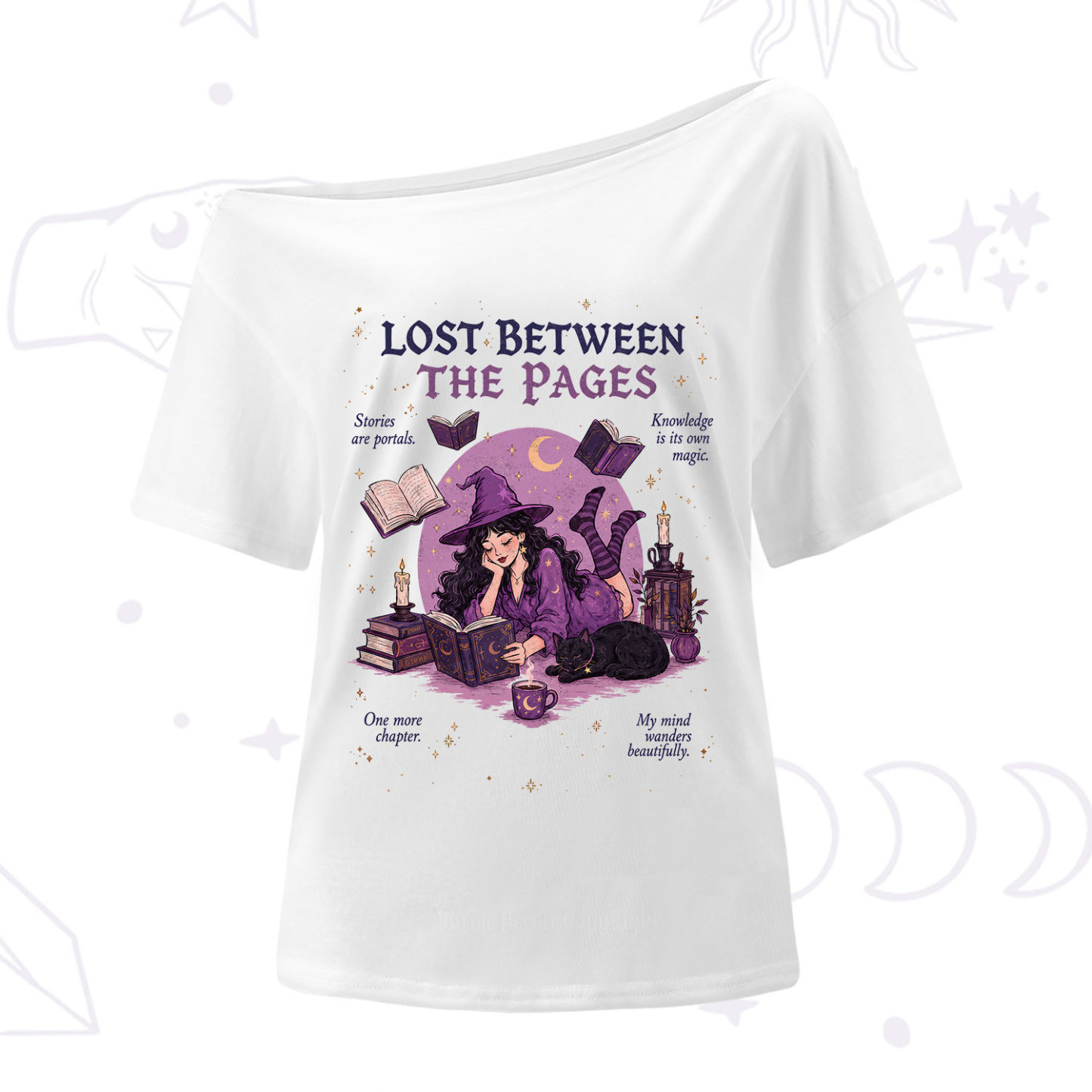Purplehecate Lost Between the Pages One Shoulder T-Shirt