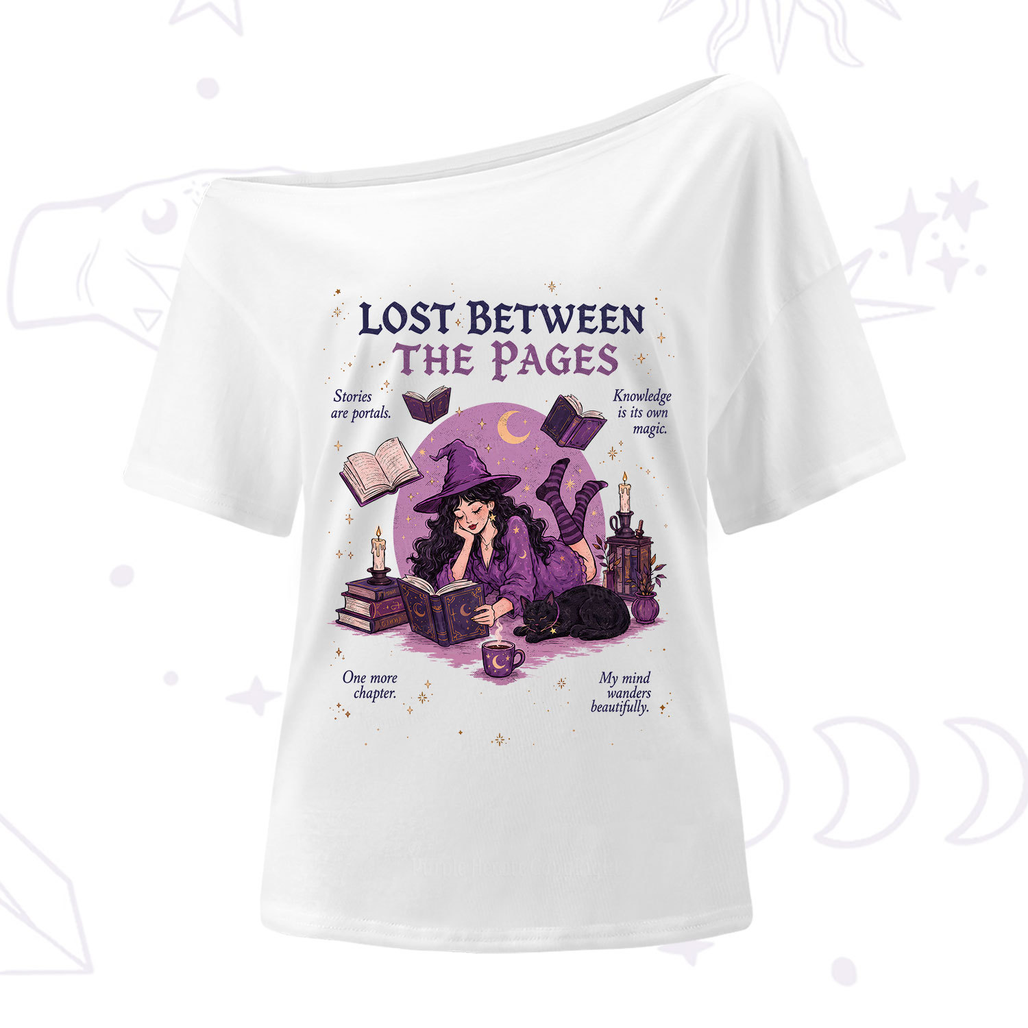 Purplehecate Lost Between the Pages One Shoulder T-Shirt