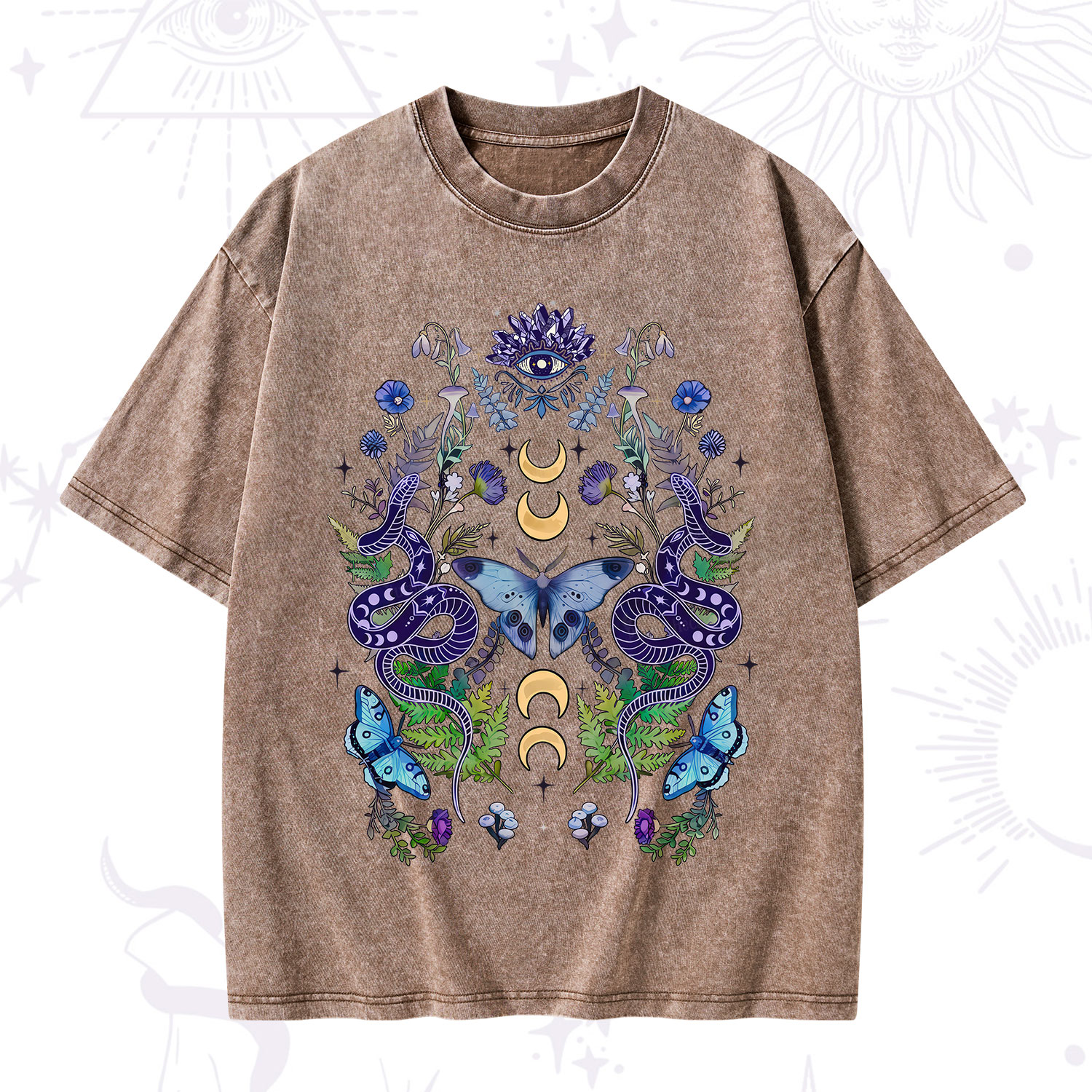 Purplehecate Moon Moth Witchery Washed T-Shirt