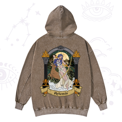 Purplehecate The Huntress Goddess Artemis Washed Hoodie
