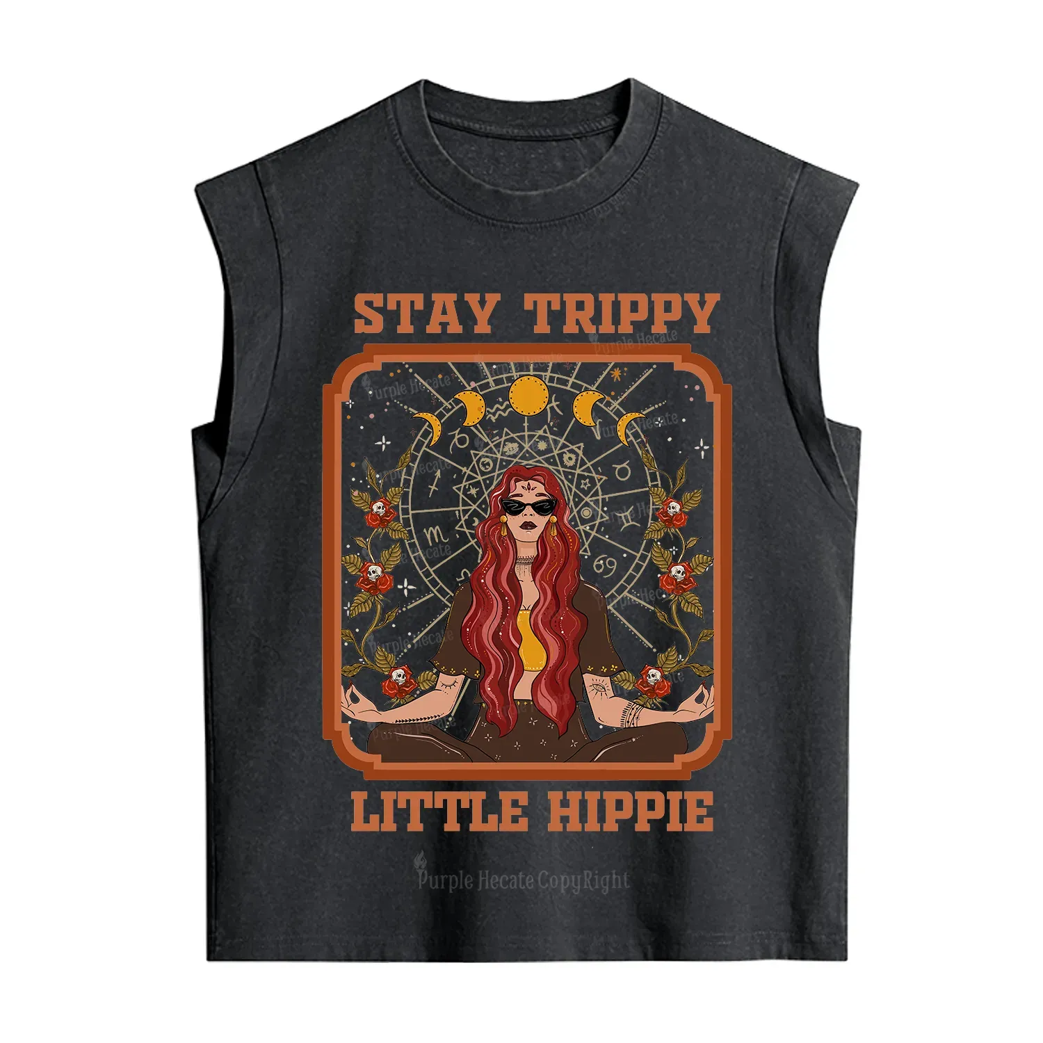 Purplehecate Stay Trippy Little Witchy Hippie Vintage Washed Tank