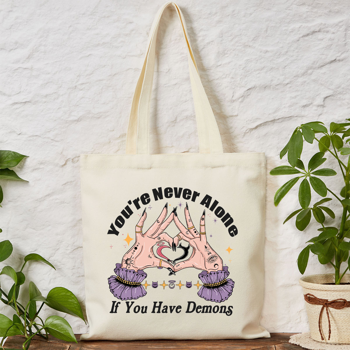 Purplehecate You're Never Alone If You Have Demons Tote Bag