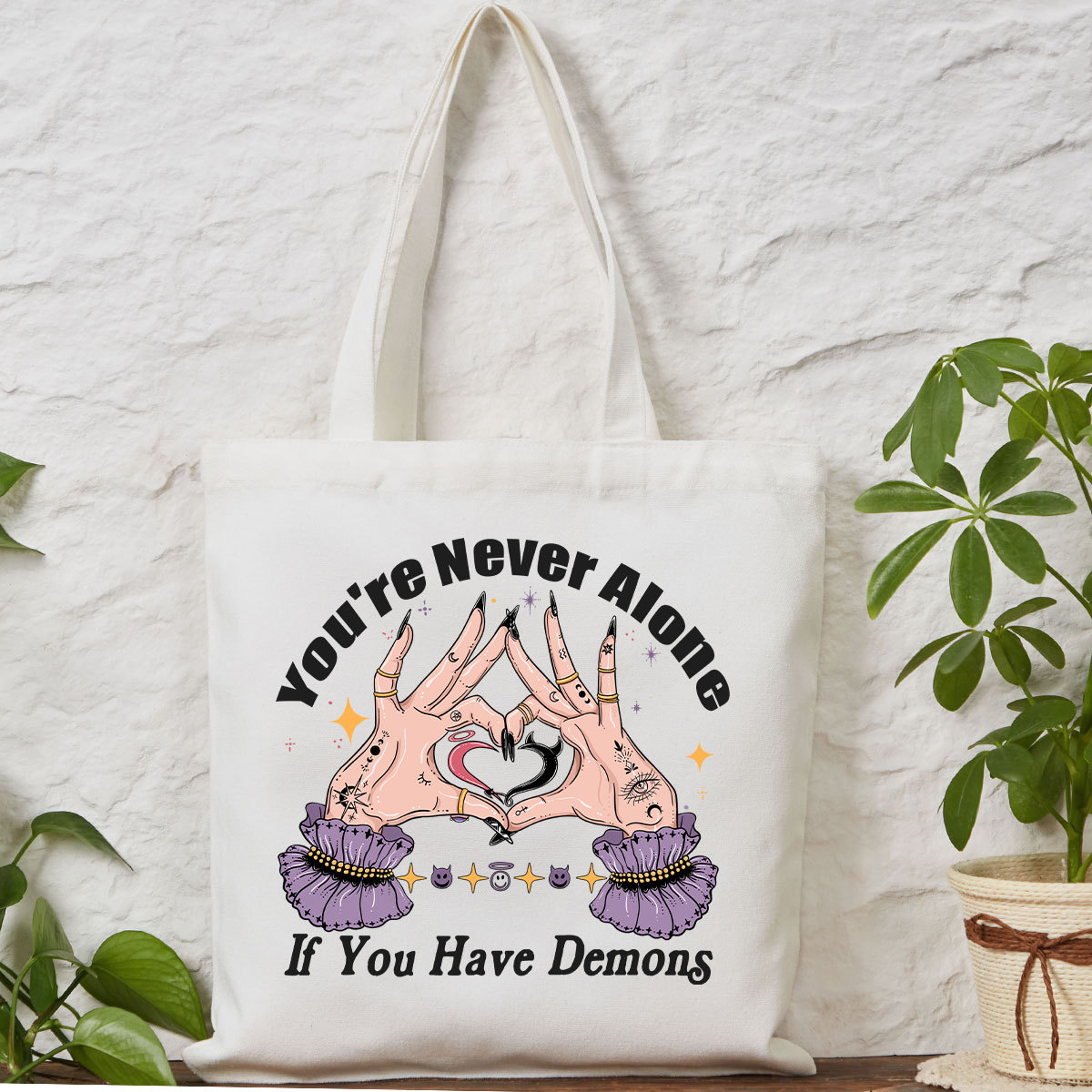 Purplehecate You're Never Alone If You Have Demons Tote Bag