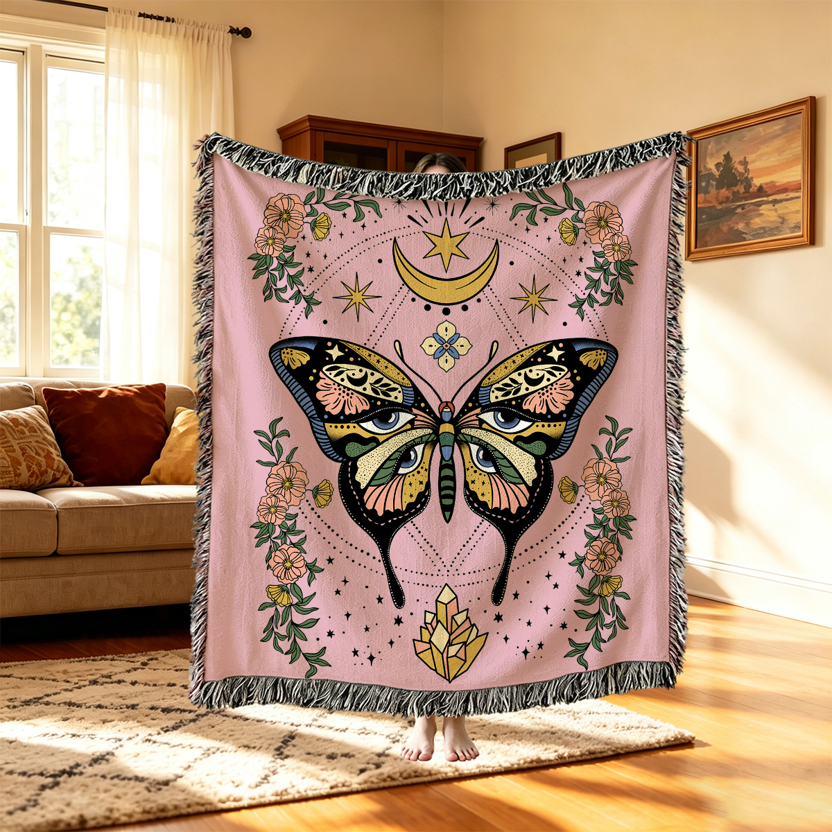 Purplehecate I Am Opening Woven Tapestry Blanket