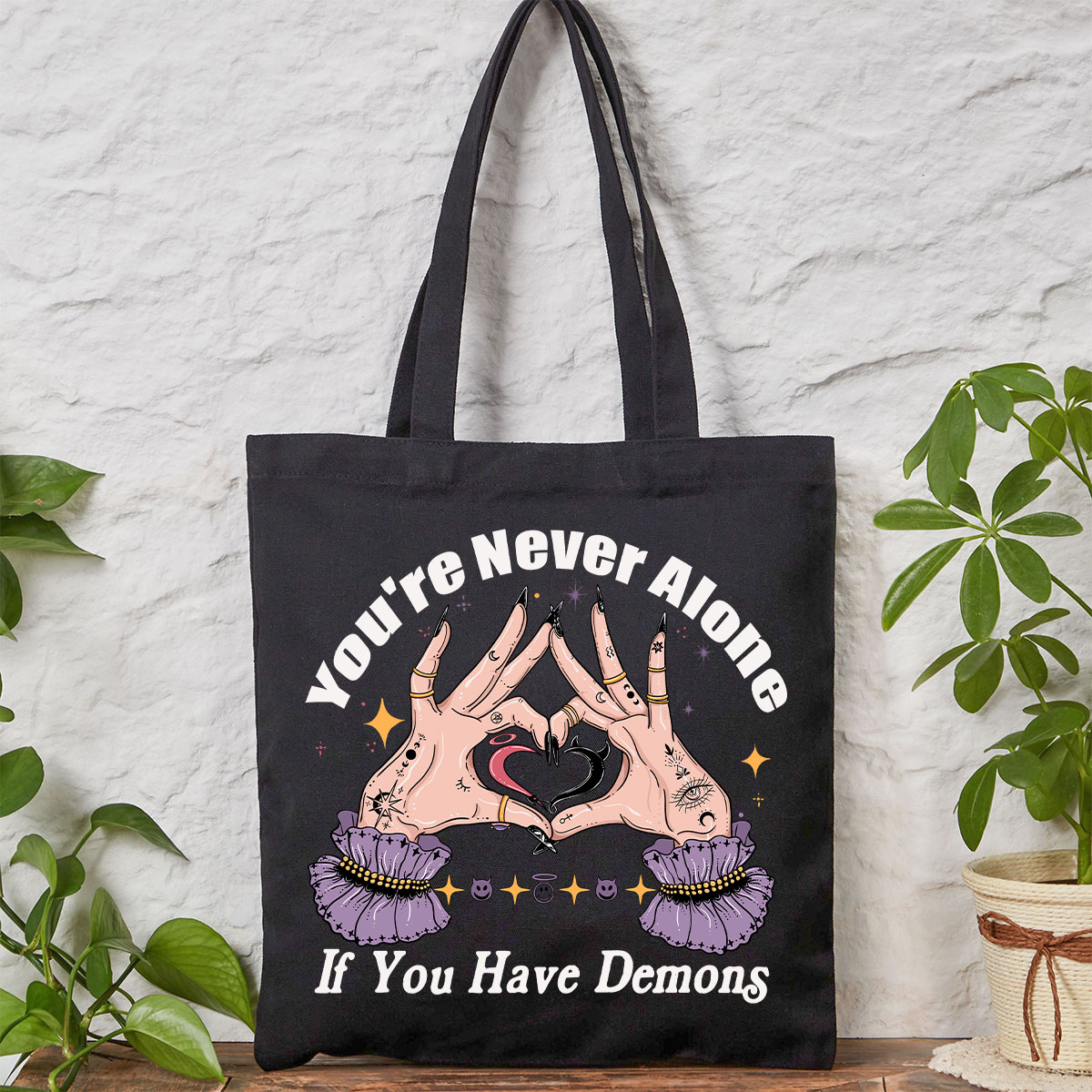 Purplehecate You're Never Alone If You Have Demons Tote Bag