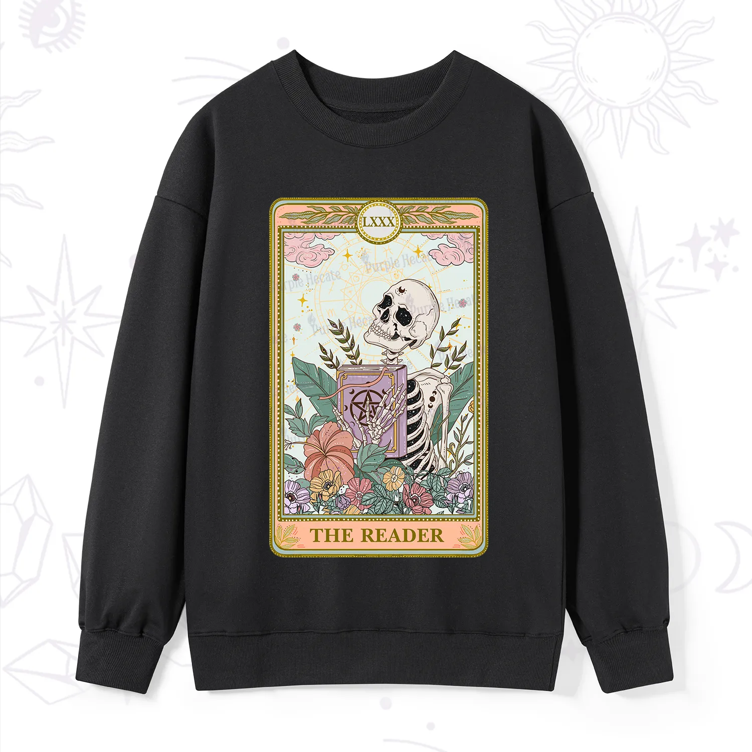 Purplehecate The Reader Occult Tarot Skeleton Sweatshirt