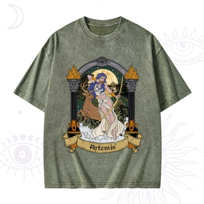 Purplehecate The Huntress Goddess Artemis Washed T-Shirt