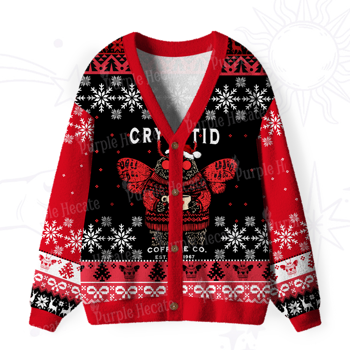 Purplehecate Holiday Monster Mug Ugly Cardigan Sweaters
