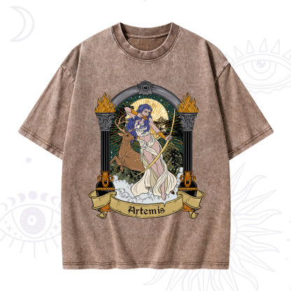Purplehecate The Huntress Goddess Artemis Washed T-Shirt