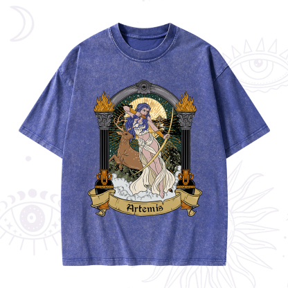 Purplehecate The Huntress Goddess Artemis Washed T-Shirt