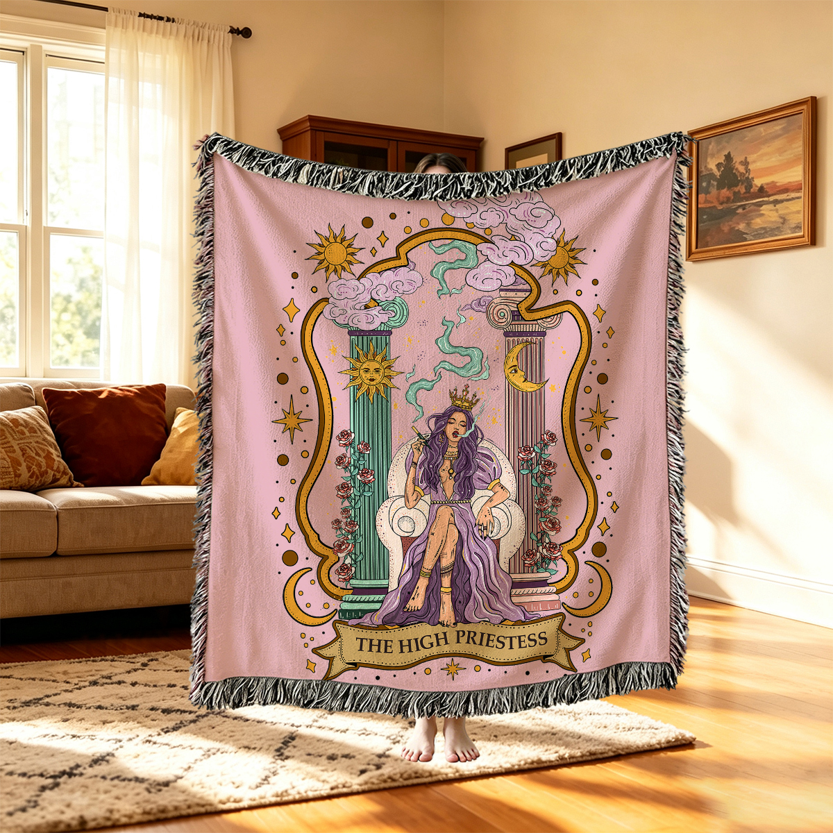 Purplehecate The High Priestess Goddess Woven Tapestry Blanket