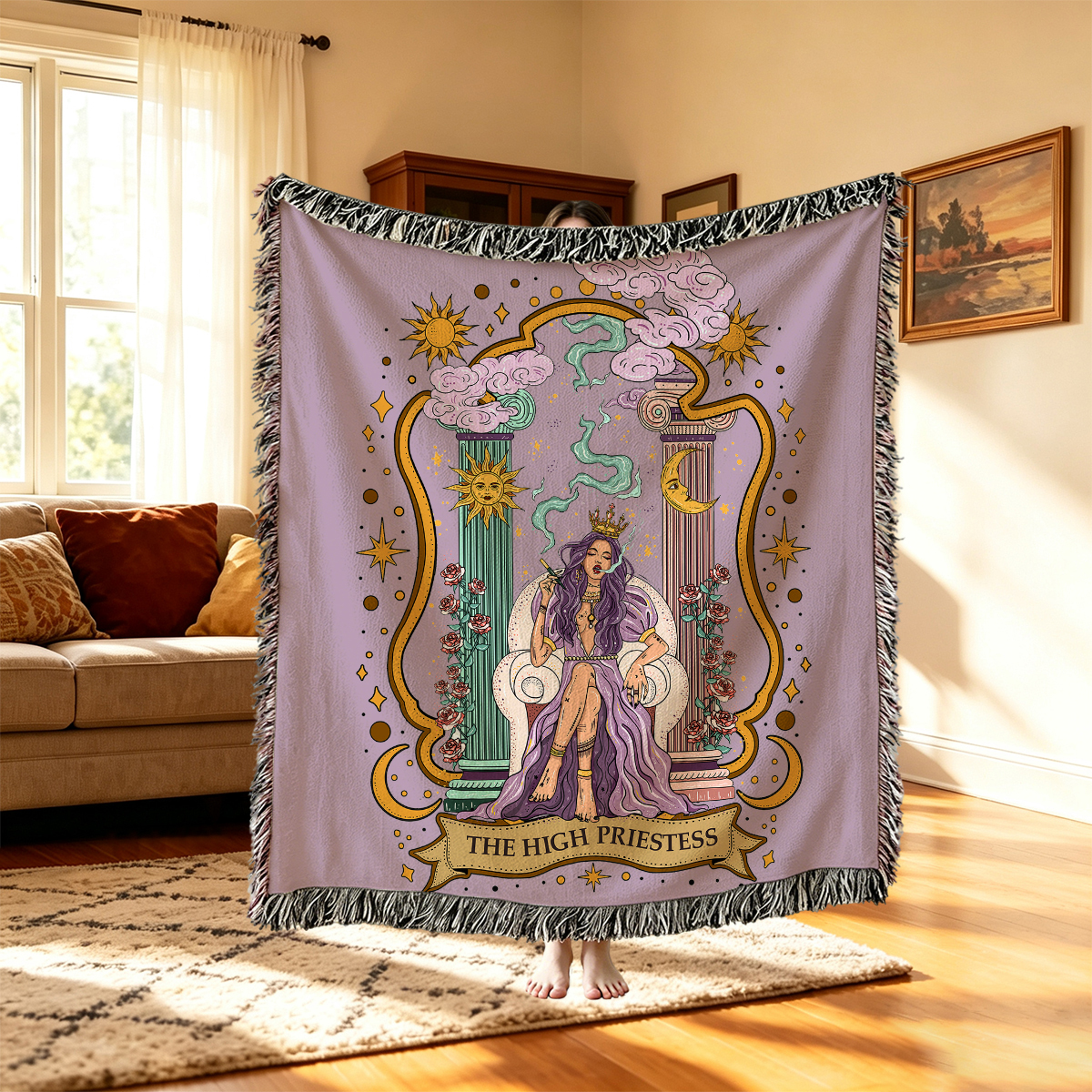 Purplehecate The High Priestess Goddess Woven Tapestry Blanket