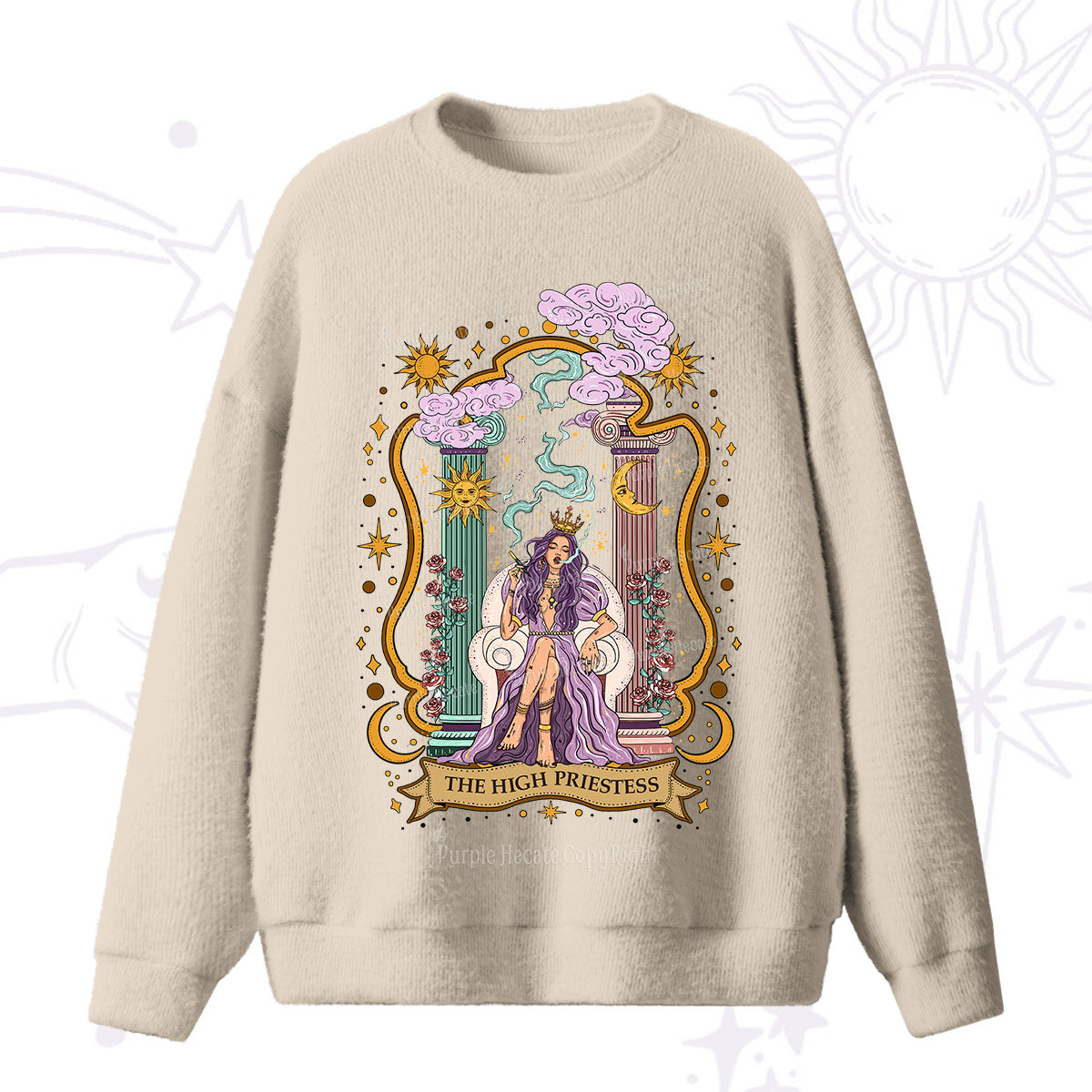Purplehecate The High Priestess Goddess Fuzzy Ugly Sweater