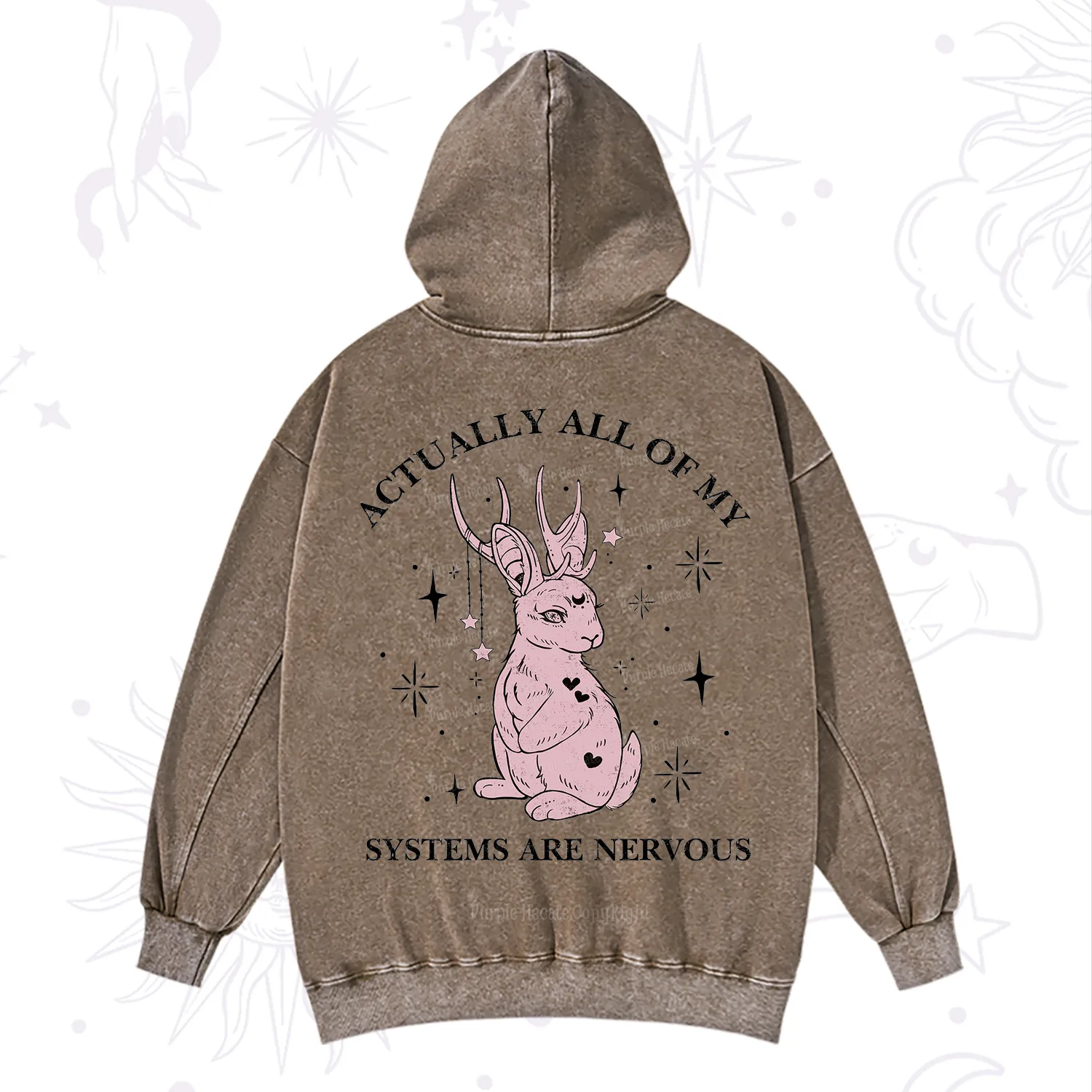 Purplehecate Actually All Of My Systems Are Nervous Washed Hoodie