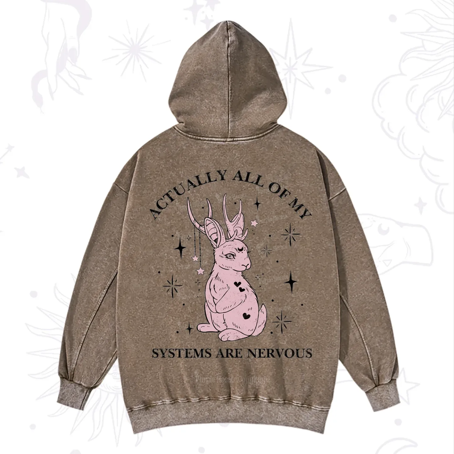 Purplehecate Actually All Of My Systems Are Nervous Washed Hoodie