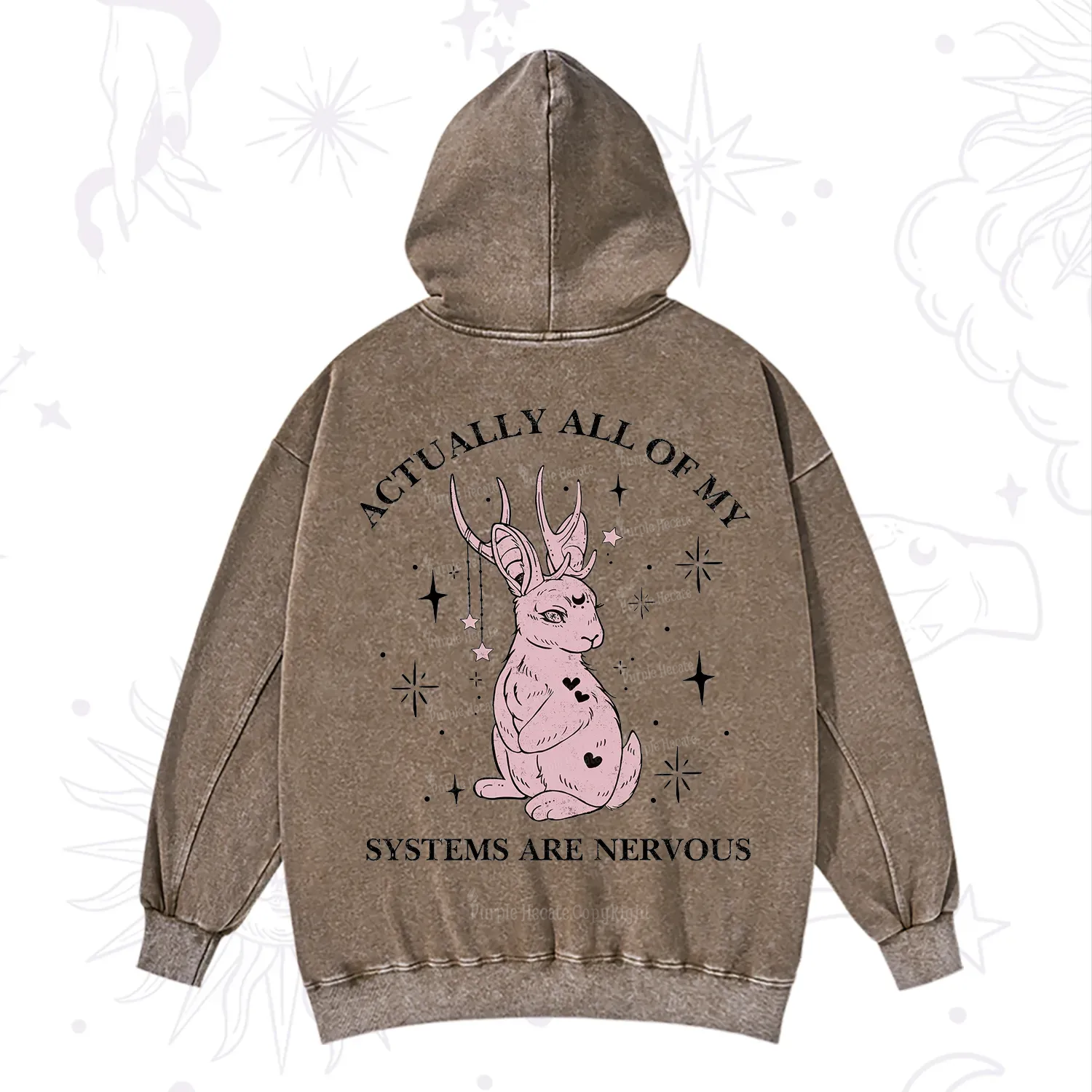 Purplehecate Actually All Of My Systems Are Nervous Washed Hoodie