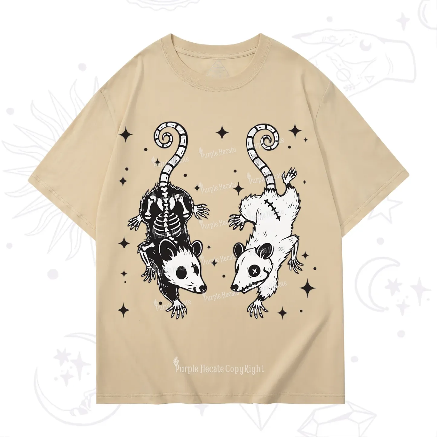 Purplehecate Moonlit Skeleton Rats T-Shirt