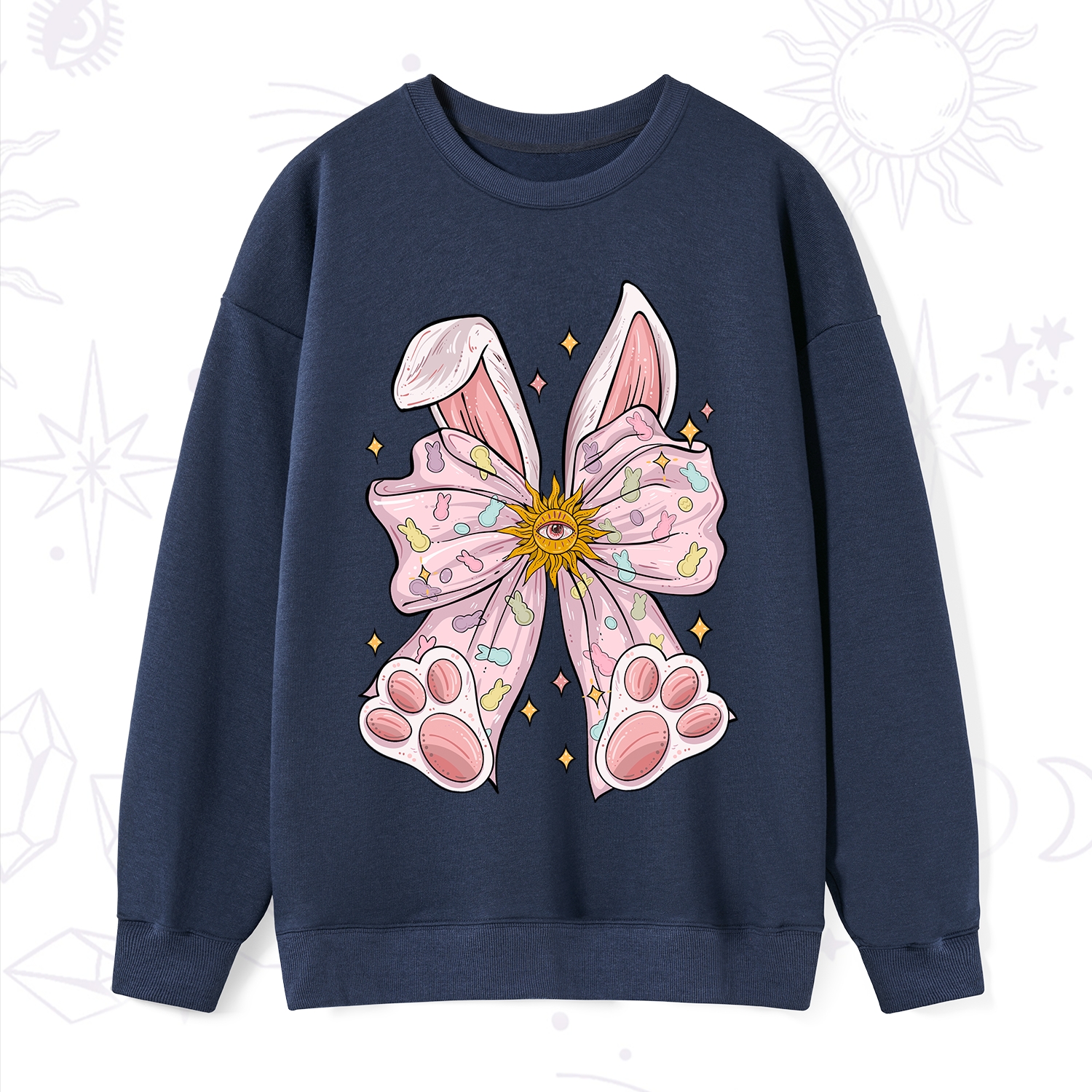 Purplehecate Mystical Bunny Bow Easter Sweatshirt