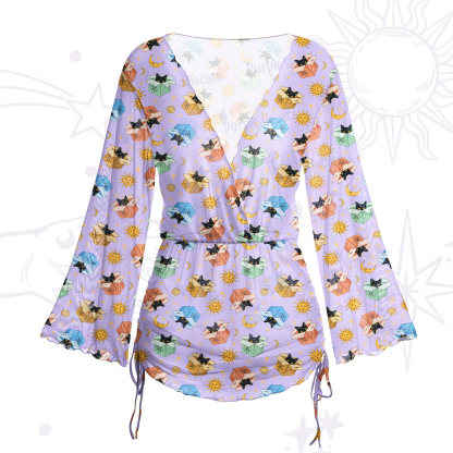 Purplehecate Magical Black Cat Mesh Cover Up Dress