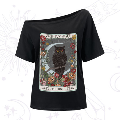Purplehecate The Owl Tarot One-Shoulder T-Shirt