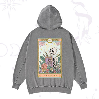 Purplehecate The Reader Occult Tarot Skeleton Washed Hoodie