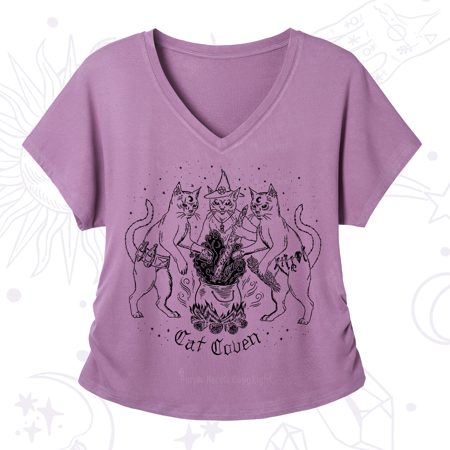 Purplehecate Cat Coven V-Neck T-Shirt