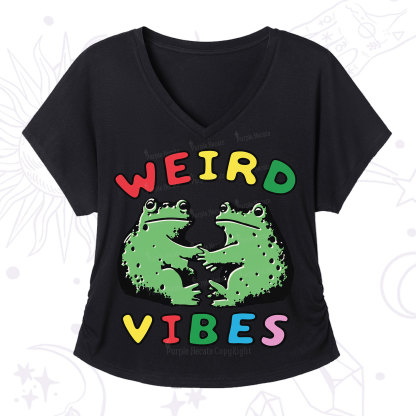 Purplehecate Weird Frog Vibes V-Neck T-Shirt