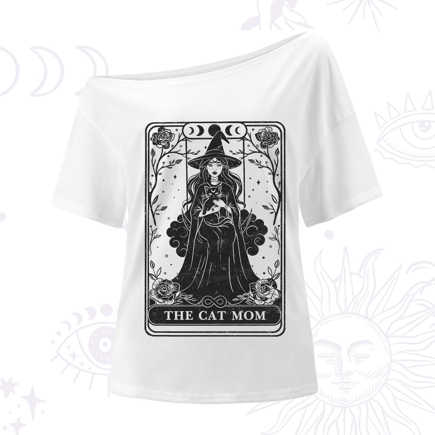 Purplehecate The Witch Cat Mom Tarot One Shoulder T-Shirt