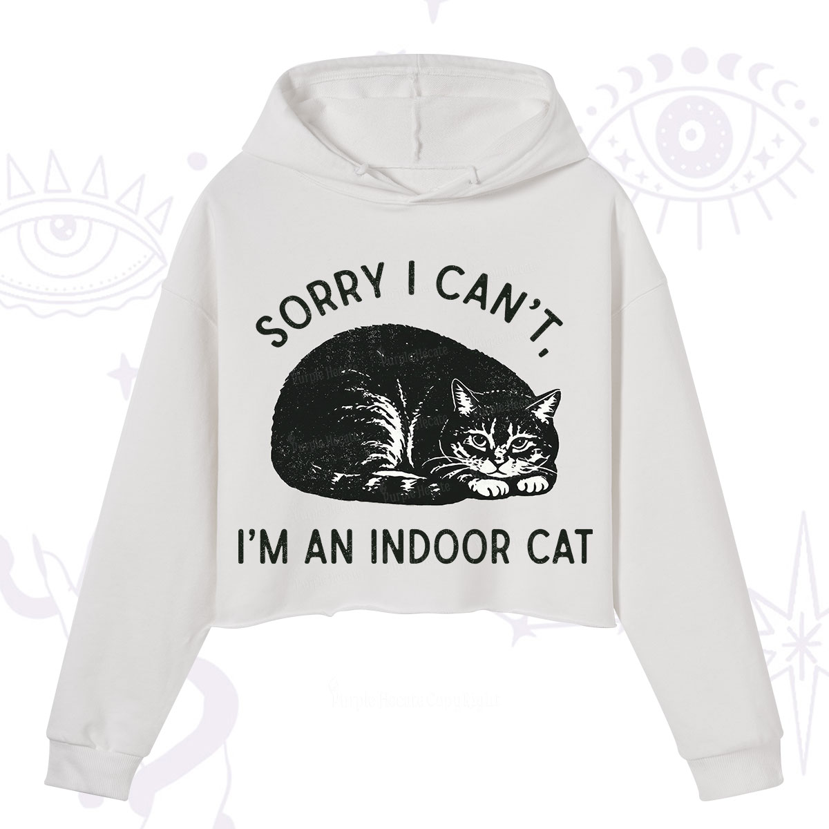 Purplehecate Sorry I Can't I'm an Indoor Cat Crop Hoodie