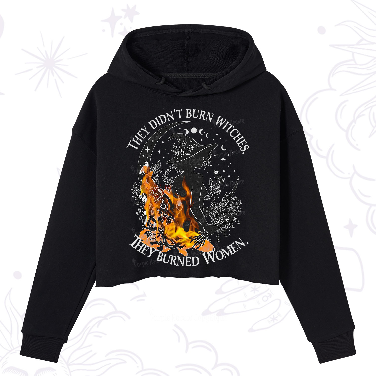 Purplehecate They Didn't Burn Witches Crop Hoodie