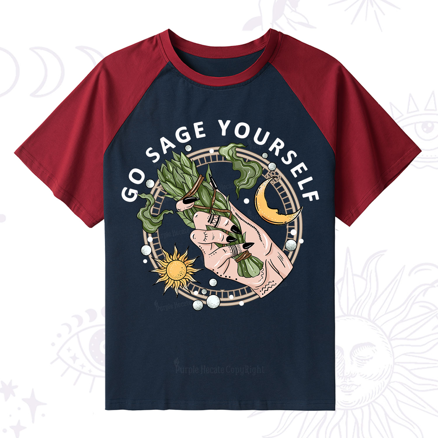 Purplehecate Go Sage Yourself Raglan Short Sleeve T‑Shirt