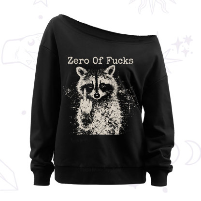Purplehecate Zero Of Fucks Raccoon Off The Shoulder Sweatshirt
