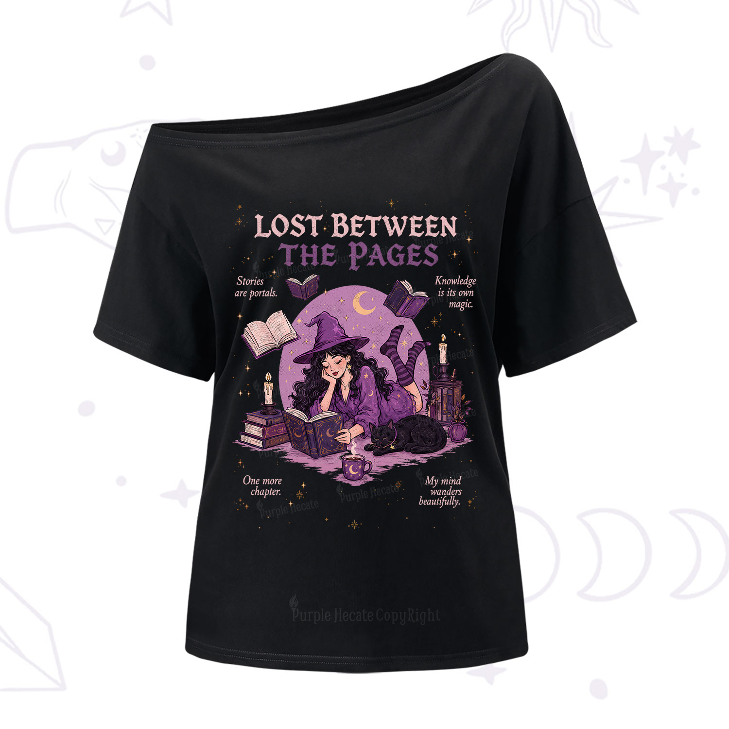 Purplehecate Lost Between the Pages One Shoulder T-Shirt
