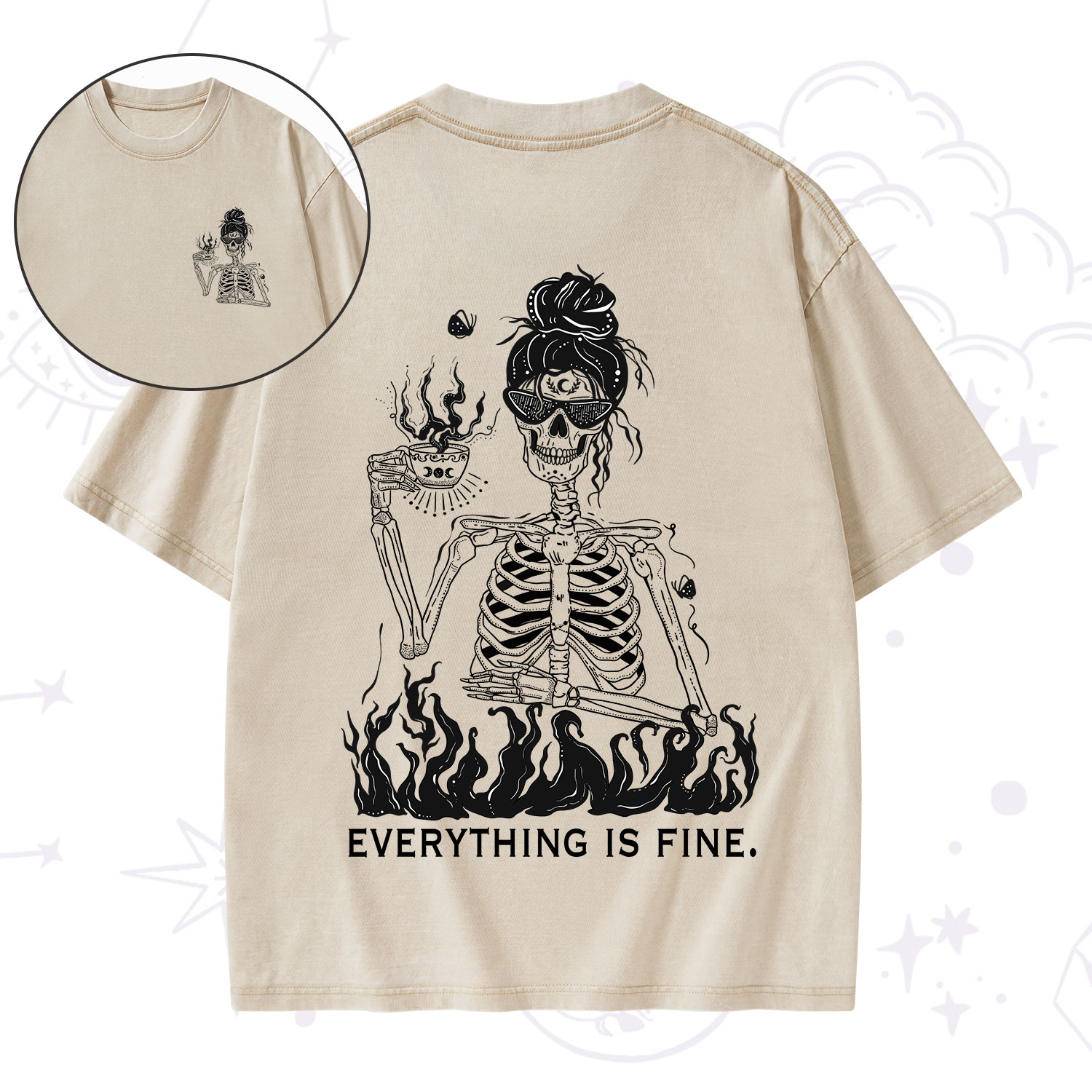 Purplehecate Everything Is Fine Washed T-Shirt