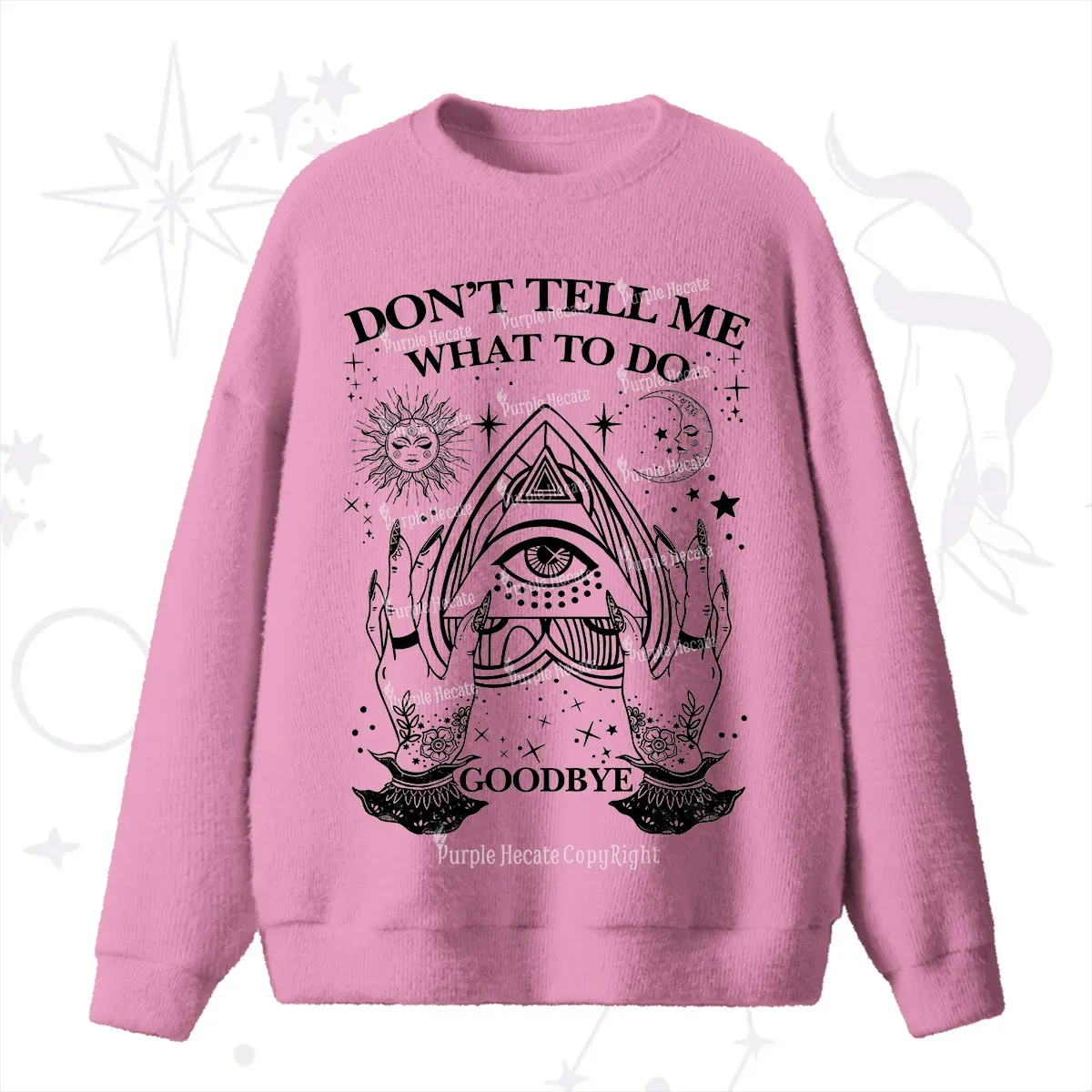 Purplehecate Don't Tell Me What To Do Witch Planchette Eye Fuzzy Ugly Sweater
